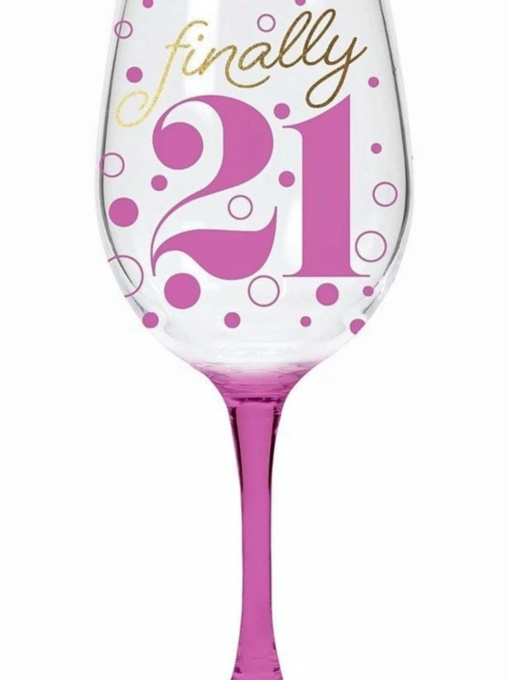 New Acrylic Design Group Americas Finally 21 Wine Glass in Pink, Gold & Clear Bi
